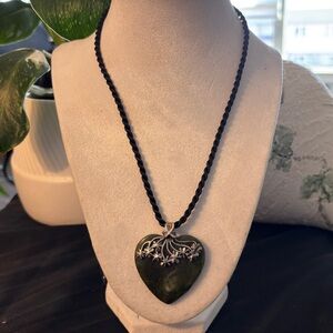 Irish Sterling Silver Connemara Marble Heart Pendant Necklace 925 Ireland